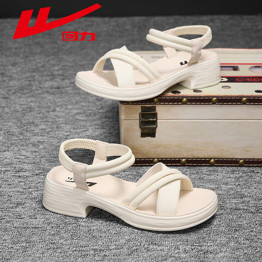 回力女鞋凉鞋时尚百搭春季厚底平底舒适休闲真皮软底外穿学生高跟 商品图2