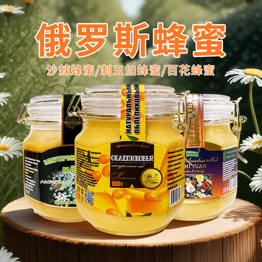 俄罗斯进口俄蜜源牌蜂蜜1000g【沙棘丨刺五加丨百花】 商品图0