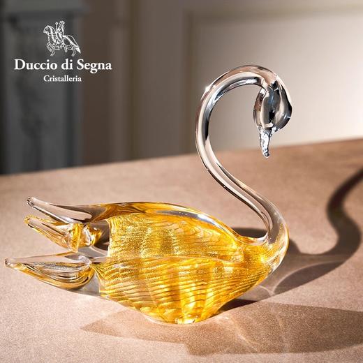 水晶招财天鹅摆件轻奢高档乔迁新房装饰品摆件电视客厅结婚礼物天生丽质琥珀羽天鹅摆件19cm心心相印天鹅水晶摆件(白金) 商品图1