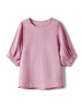 【桃之夭夭】 舒适透气呼吸感亚麻桃夭粉灯笼袖小衫 商品缩略图4
