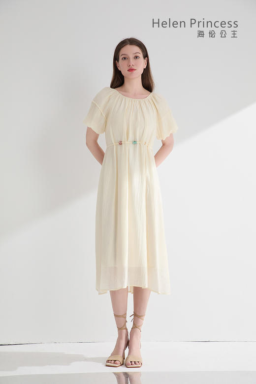 泡泡袖轻盈感串珠长裙 商品图2