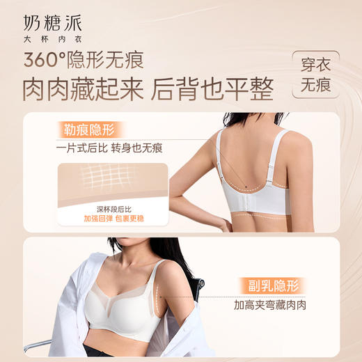 【积分兑换】奶糖派0感隐形杯2.0大码光面无痕内衣胸大显小聚拢收副乳文胸胸罩 商品图2