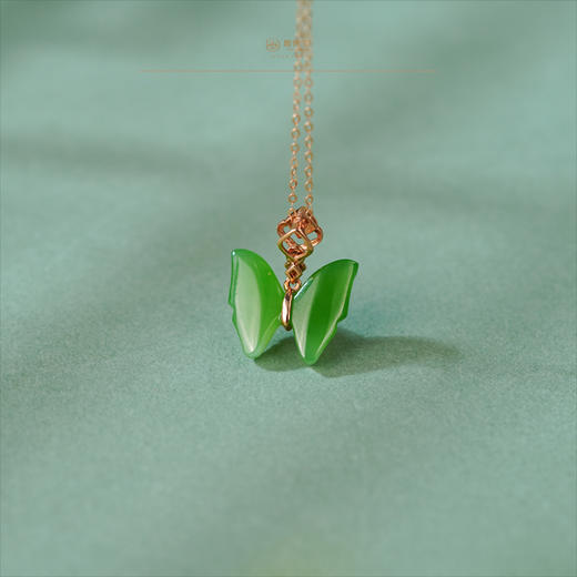 「一口价」【碧玉蝶梦】金镶碧玉链坠 商品图0