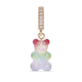 北京仓｜CRYSTAL HAZE-Nostalgia Bear-pave-彩虹小熊 吊坠（金色环扣）［挪威设计师］