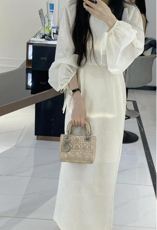 Dior 三格 珠光皮 香槟金 戴妃包 商品图3