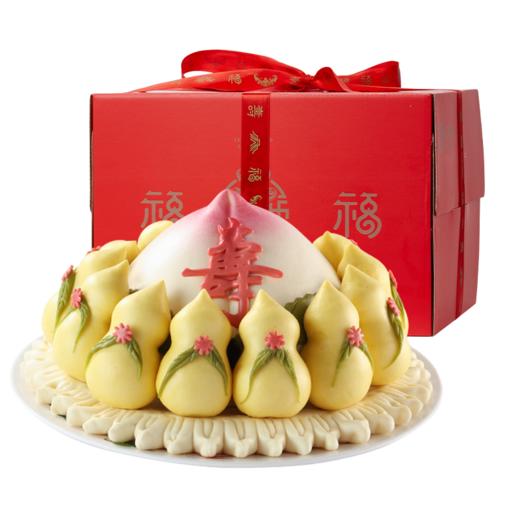 御茶膳房寿桃馒头礼盒贺寿祝寿寿包花饽饽福禄寿桃馍馍送老人生日蛋糕寿礼 福禄双全 （新品） 商品图5