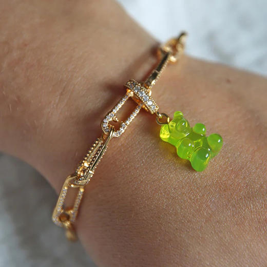 北京仓｜CRYSTAL HAZE-Nostalgia Bear-pave-青柠色小熊 吊坠（金色环扣）［挪威设计师］ 商品图8