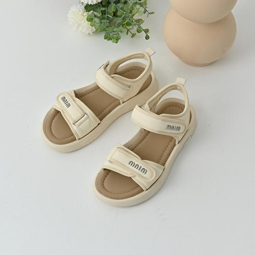 经典鲨2025夏季新品百搭简约平底露趾魔术贴沙滩运动凉鞋女KW160-529211 商品图5