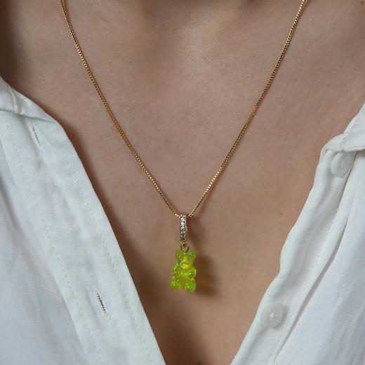 北京仓｜CRYSTAL HAZE-Nostalgia Bear-pave-青柠色小熊 吊坠（金色环扣）［挪威设计师］ 商品图7