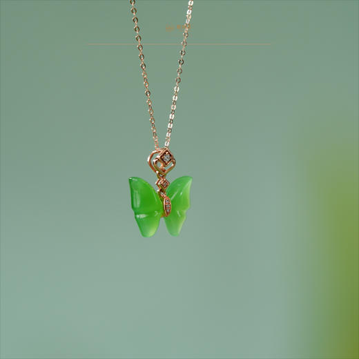 「一口价」【碧玉蝶梦】金镶碧玉链坠 商品图2