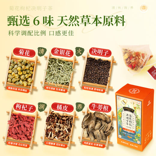 康美菊花枸杞决明子茶5g*20包/盒 决明子橘皮枸杞牛蒡根菊花金银花养生茶代泡茶泡水 商品图4