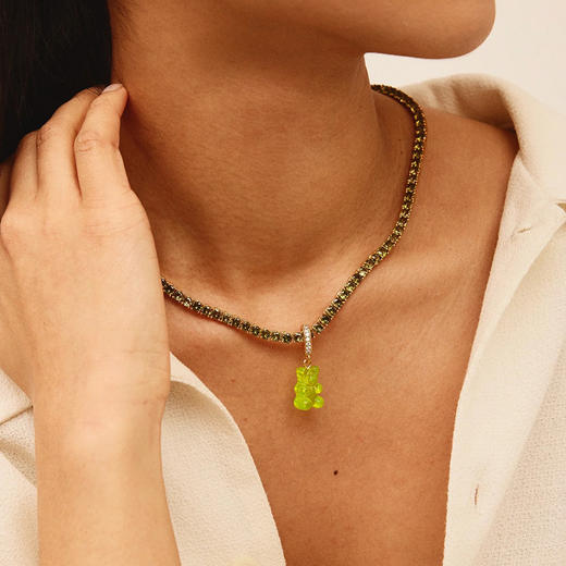 北京仓｜CRYSTAL HAZE-Nostalgia Bear-pave-青柠色小熊 吊坠（金色环扣）［挪威设计师］ 商品图1