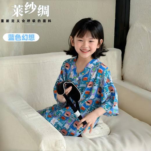 「59.9元2套 短袖➕长裤」喜林贝尔 莱纱绸儿童涂鸦家居服 居家遛弯不惧空调风，不怕蚊子咬 商品图7
