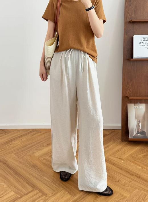 【老钱风亚麻阔腿裤】精选高支亚麻 拖地长度+流畅A型廓形，遮肉又显瘦 商品图3