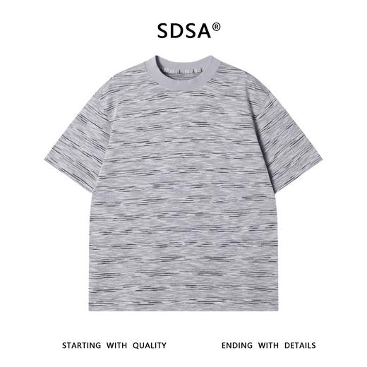 T3397夏季高级感新款韩版竹节条纹圆领短袖T恤晕染百搭套头宽松上衣 商品图1