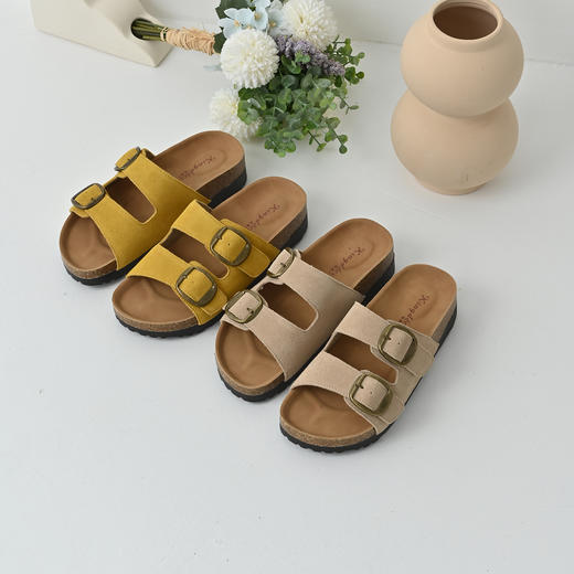 经典鲨2025夏季新款牛皮革露趾后空时尚内增高平底凉拖鞋女KW137-529011 商品图1