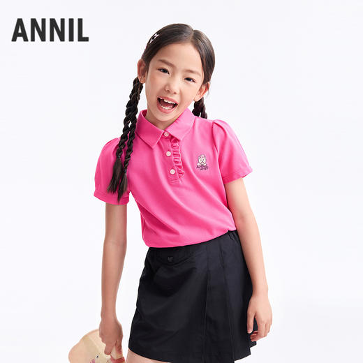 女童翻领短袖针织衫夏季新款安奈儿童装EG521217 商品图1