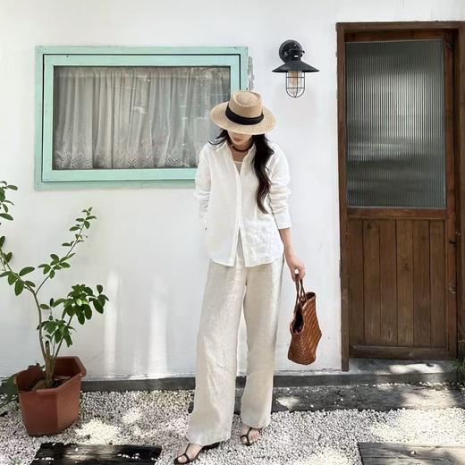 【老钱风亚麻阔腿裤】精选高支亚麻 拖地长度+流畅A型廓形，遮肉又显瘦 商品图0