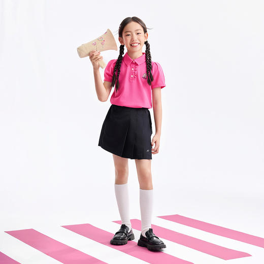 女童翻领短袖针织衫夏季新款安奈儿童装EG521217 商品图3