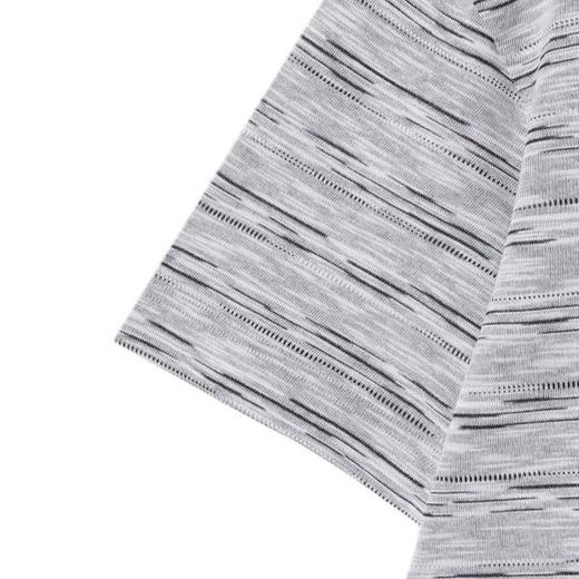 T3397夏季高级感新款韩版竹节条纹圆领短袖T恤晕染百搭套头宽松上衣 商品图4