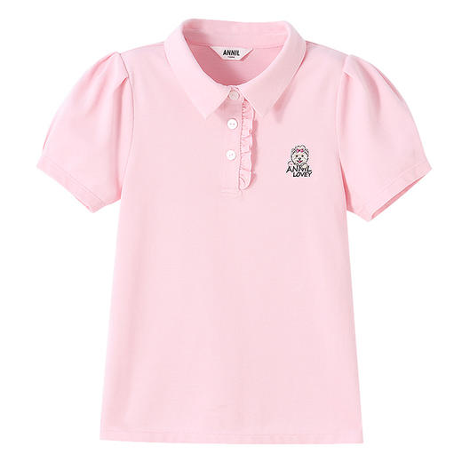 女童翻领短袖针织衫夏季新款安奈儿童装EG521217 商品图7