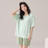 自然醒朝云（带胸垫）一体睡衣女夏季冰丝螺纹短袖短裤纯色简约慵懒风家居服套装QH 商品缩略图4