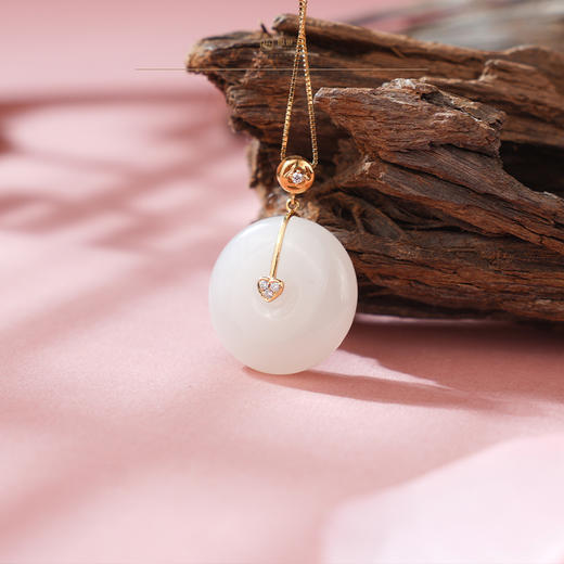 新疆国玉盟世玉【心钥启福】金镶羊脂玉挂件【带证书·顺丰物流】 商品图0