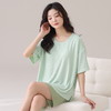 自然醒朝云（带胸垫）一体睡衣女夏季冰丝螺纹短袖短裤纯色简约慵懒风家居服套装QH 商品缩略图8