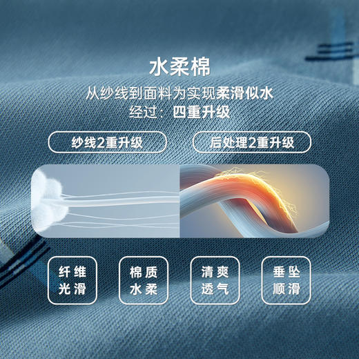 Threegun三枪 水柔棉翻领开襟长袖长裤男士家居套-T80041D01 商品图11
