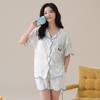 自然醒香韵冰丝睡衣女夏季（带胸垫）开衫短袖短裤套装女家居服可外穿QH 商品缩略图4