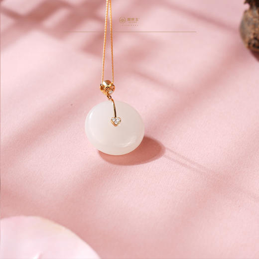 新疆国玉盟世玉【心钥启福】金镶羊脂玉挂件【带证书·顺丰物流】 商品图3