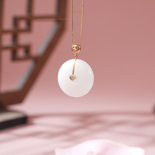 新疆国玉盟世玉【心钥启福】金镶羊脂玉挂件【带证书·顺丰物流】 商品图2