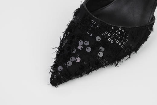 Westory夏季玛丽珍带装点方形玻璃钻与玫瑰蝴蝶立体花饰中跟穆勒拖尖头包头W25AH59521 商品图6