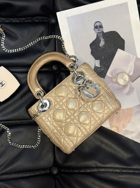 Dior 三格 珠光皮 香槟金 戴妃包