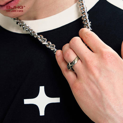 BJHG不计后果钝星尾迹戒指男款时尚个性百搭美式潮流情侣指环女 商品图0