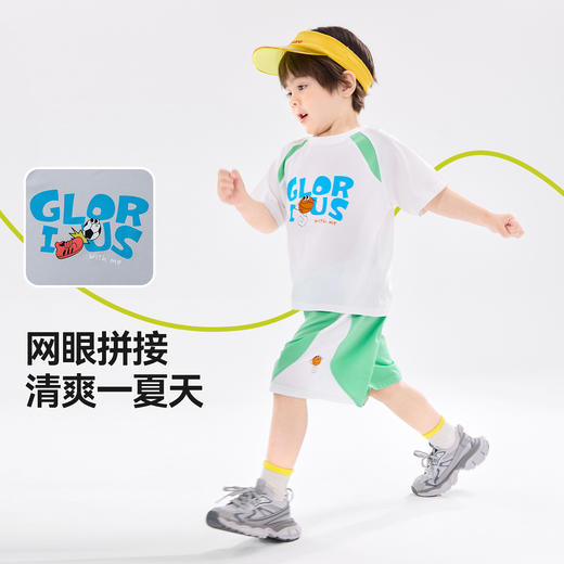 [网眼透气]嘟嘟家儿童套装夏季男童篮球服夏装宝宝短袖短款两件套 商品图1