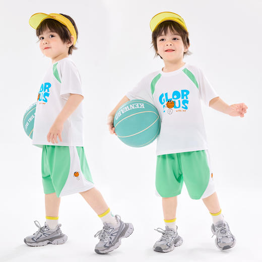 [网眼透气]嘟嘟家儿童套装夏季男童篮球服夏装宝宝短袖短款两件套 商品图3