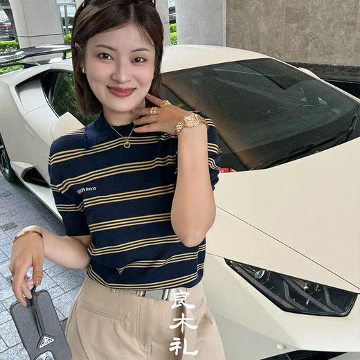 【预售7天】真丝条纹上衣(842) 商品图0