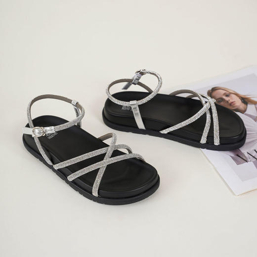 【夏季新款】西村名物2025年夏季新款舒适平底包脚露趾时尚罗马凉鞋T25BG20961 商品图8