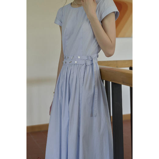（小眠专属）SimpleRetro腰部系带简约短袖连衣裙女 商品图2