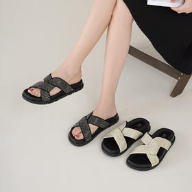 【夏季新款】西村名物2025年夏季新款舒适平底包脚露趾后空拖鞋T25BJ20951