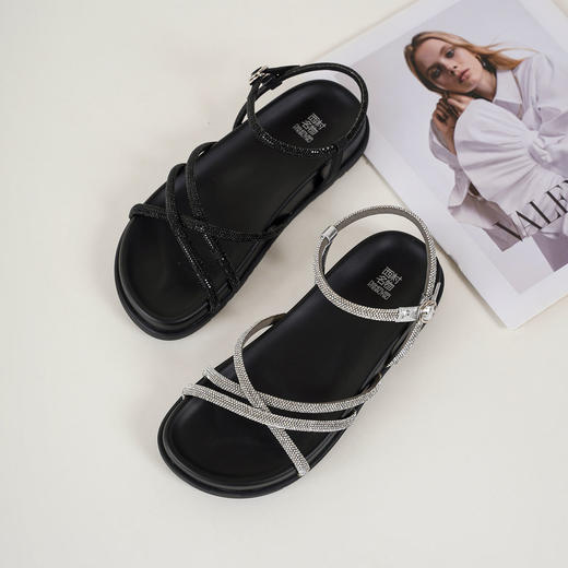 【夏季新款】西村名物2025年夏季新款舒适平底包脚露趾时尚罗马凉鞋T25BG20961 商品图9