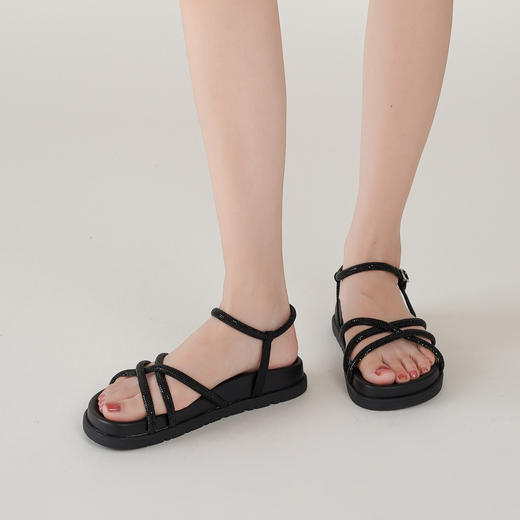 【夏季新款】西村名物2025年夏季新款舒适平底包脚露趾时尚罗马凉鞋T25BG20961 商品图6