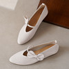 【夏季新款】西村名物2025年夏季新款舒适平底小尖头蝴蝶结饰扣镂空单鞋T25CE39111 商品缩略图8