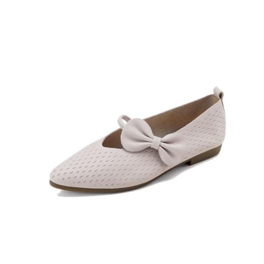 【夏季新款】西村名物2025年夏季新款舒适平底小尖头蝴蝶结饰扣镂空单鞋T25CE39111 商品图10