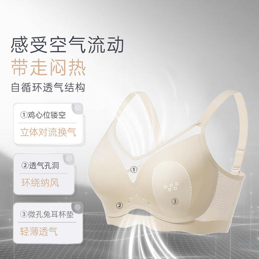 [空气杯]大胸显小无钢圈软支撑透气兔耳杯文胸无痕内衣胸罩 商品图2