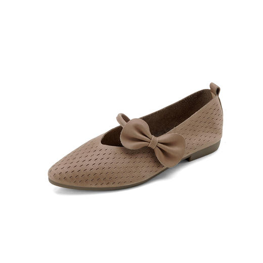 【夏季新款】西村名物2025年夏季新款舒适平底小尖头蝴蝶结饰扣镂空单鞋T25CE39111 商品图11