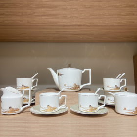 富春山居6人用21头骨瓷咖啡具