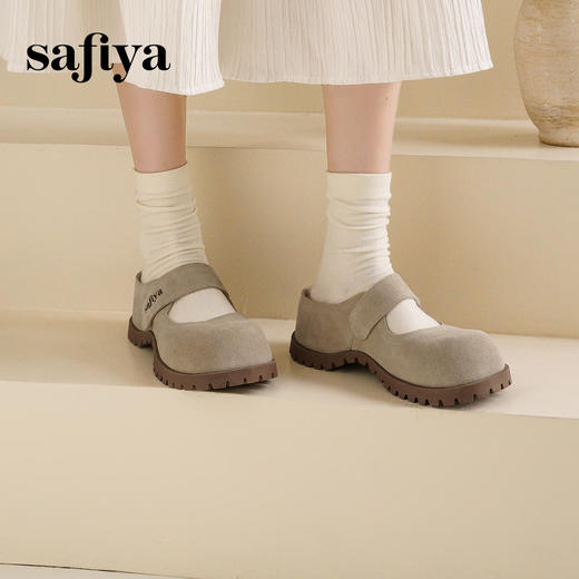 预售7天|Safiya/索菲娅2025魔术贴休闲外穿百搭内增高复古厚底勃肯鞋SFD3110401 商品图6