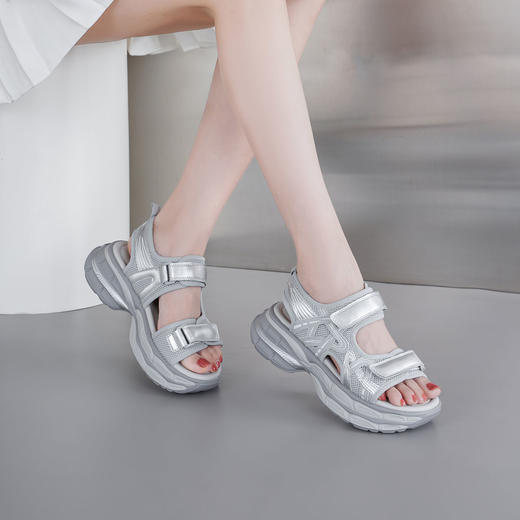 【夏季新款】西村名物2025年夏季新款舒适透气厚底防滑跟脚露趾运动凉鞋T25BG20891 商品图6